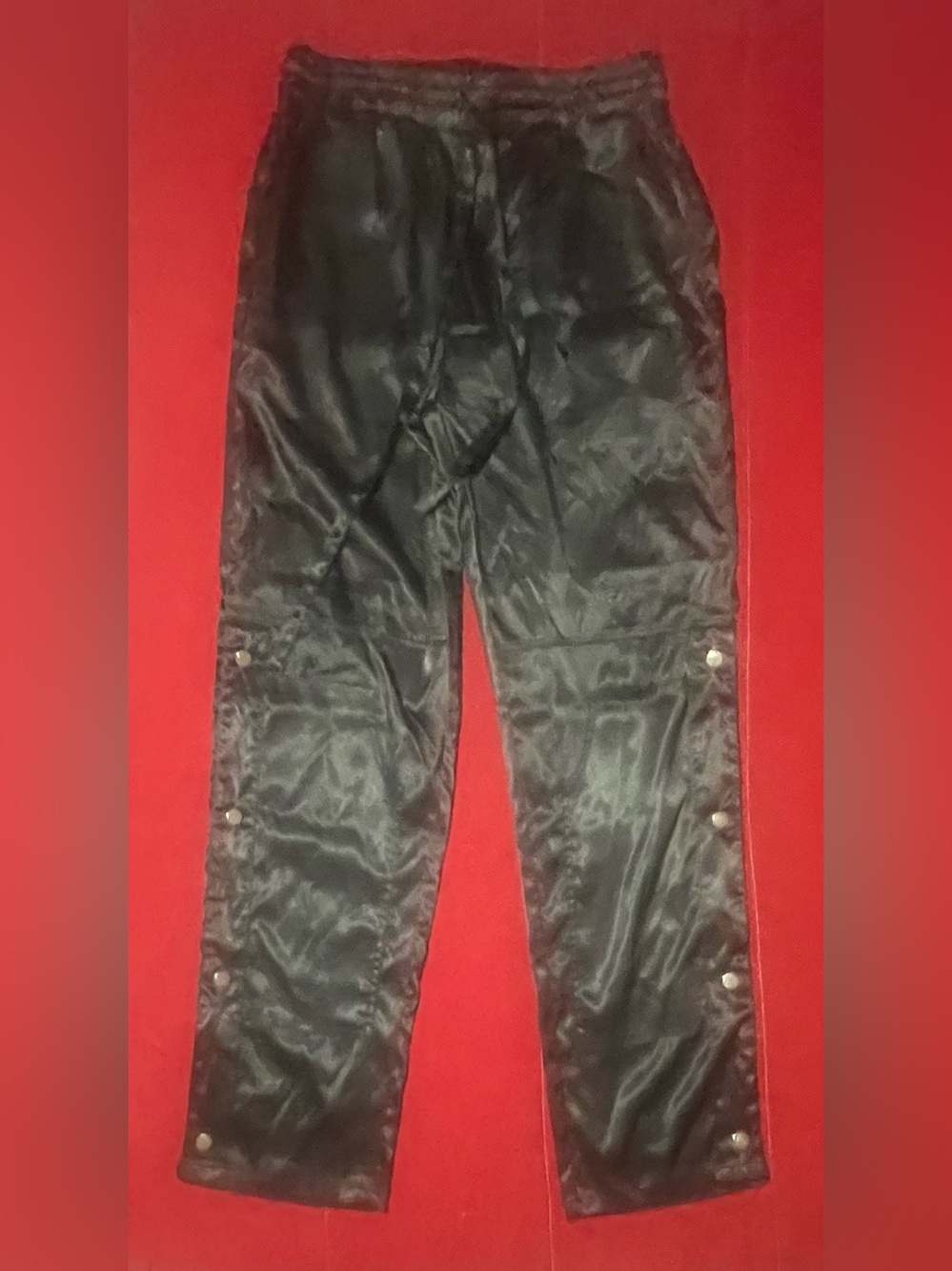 Men's Black Snap-Button Track Pants